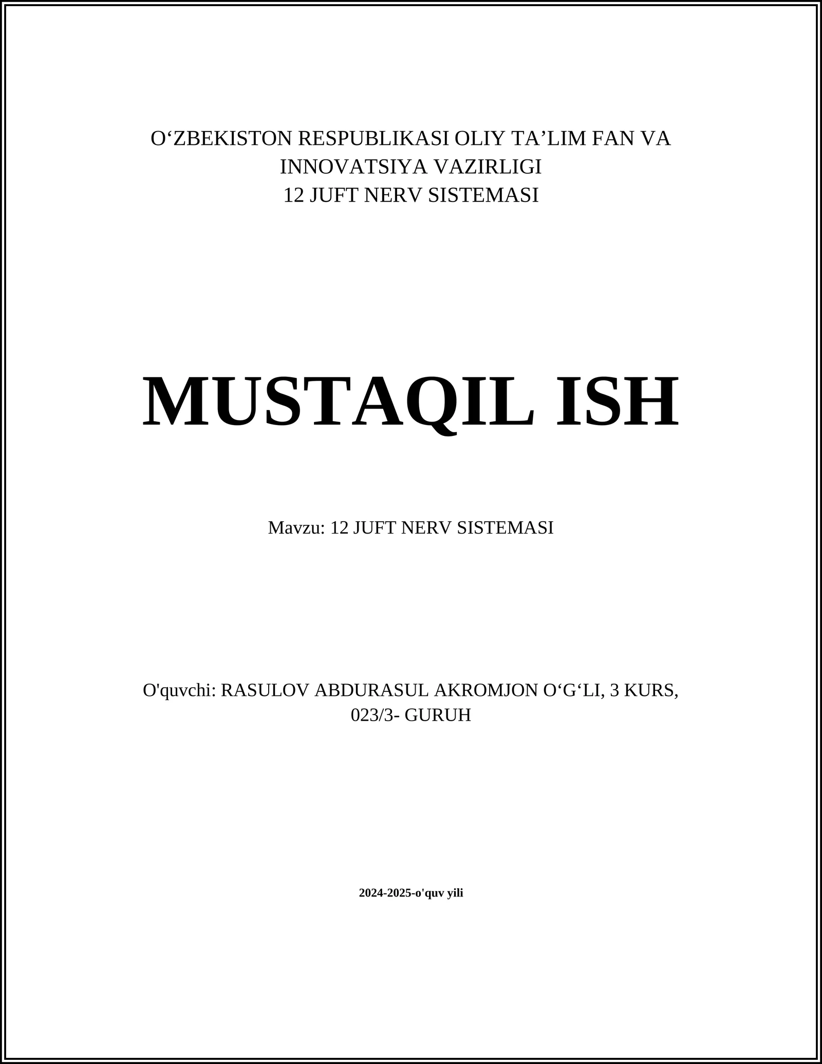 12 JUFT NERV SISTEMASI