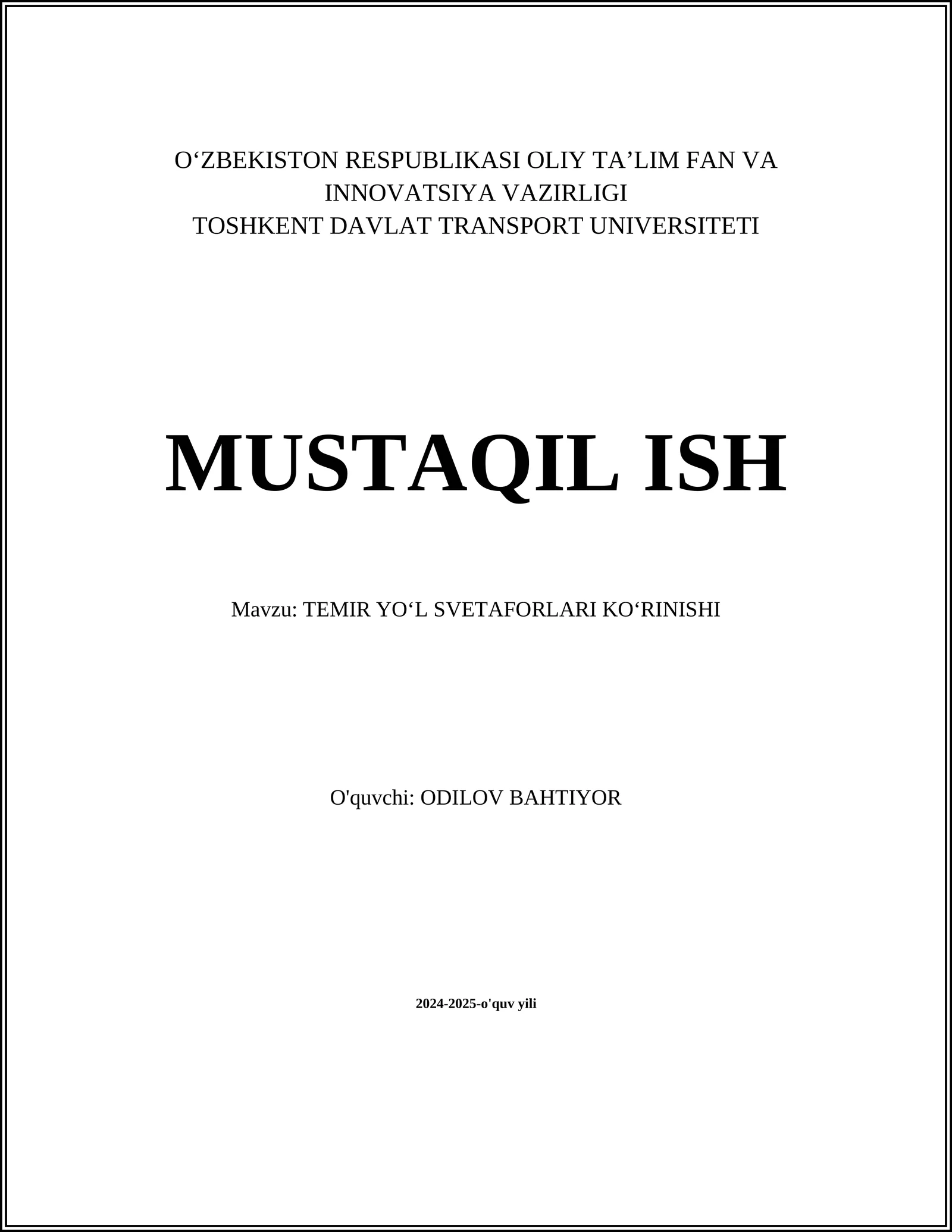 TEMIR YOʻL SVETAFORLARI KOʻRINISHI