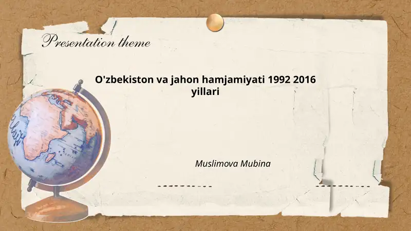O'zbekiston va jahon hamjamiyati 1992 2016 yillari