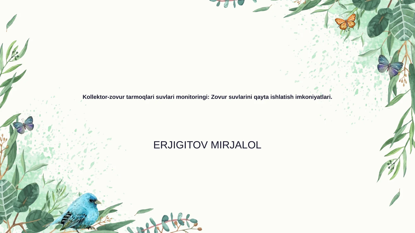 Kollektor-zovur tarmoqlari suvlari monitoringi: Zovur suvlarini qayta ishlatish imkoniyatlari