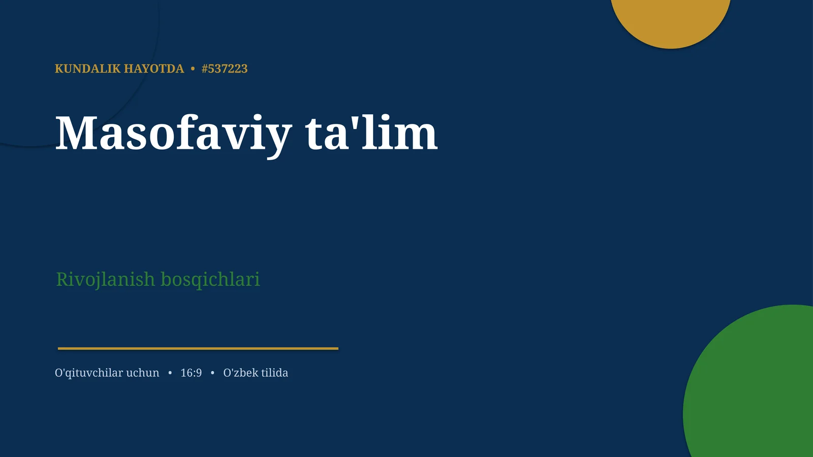 Kundalik Hayotda Masofaviy Ta'lim