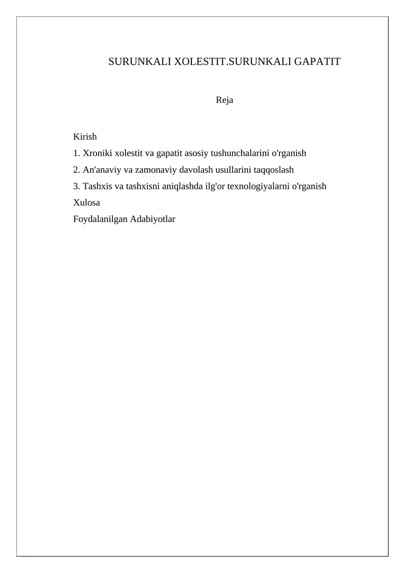 Surunkali Xolestit va Gapatit Rejas