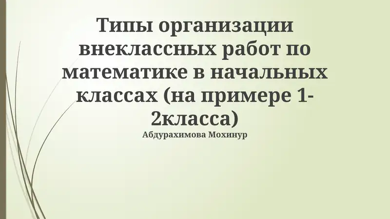 Типы организации внеклассных работ по математике в начальных классах (на примере 1-2класса)