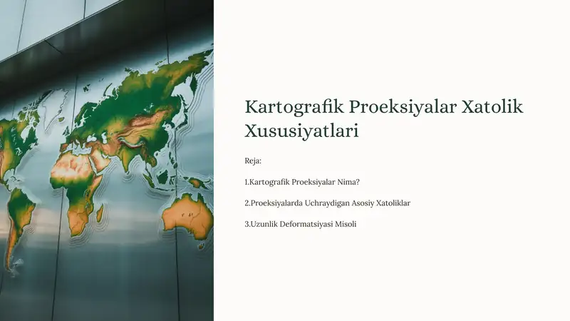 Kartografik Proeksiyalar Xatolik Xususiyatlari