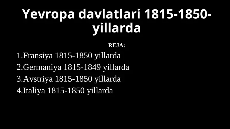 Yevropa davlatlari 1815-1850-yillarda