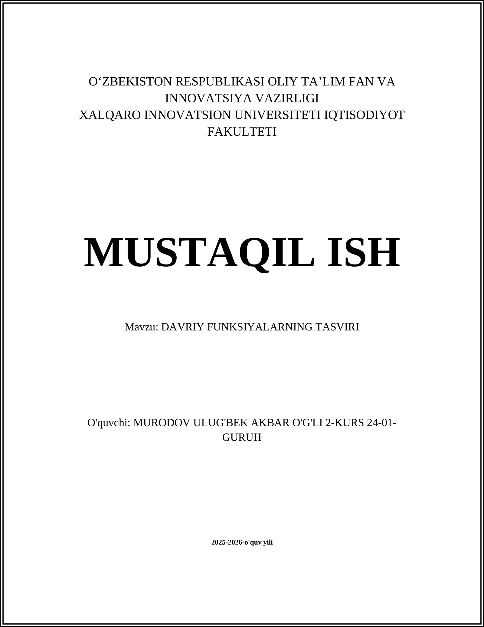 DAVRIY FUNKSIYALARNING TASVIRI