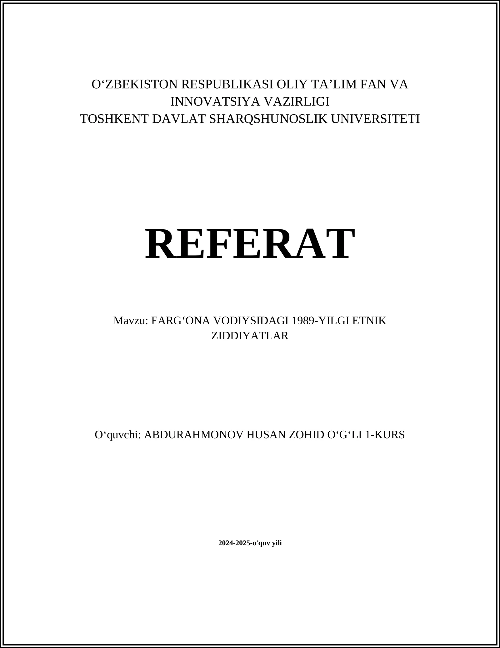 FARGʻONA VODIYSIDAGI 1989-YILGI ETNIK ZIDDIYATLAR