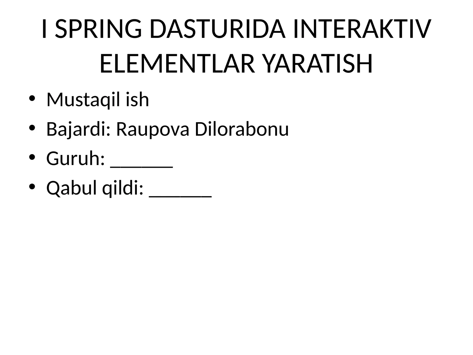 iSpring Dasturida Interaktiv Elementlar Yaratish