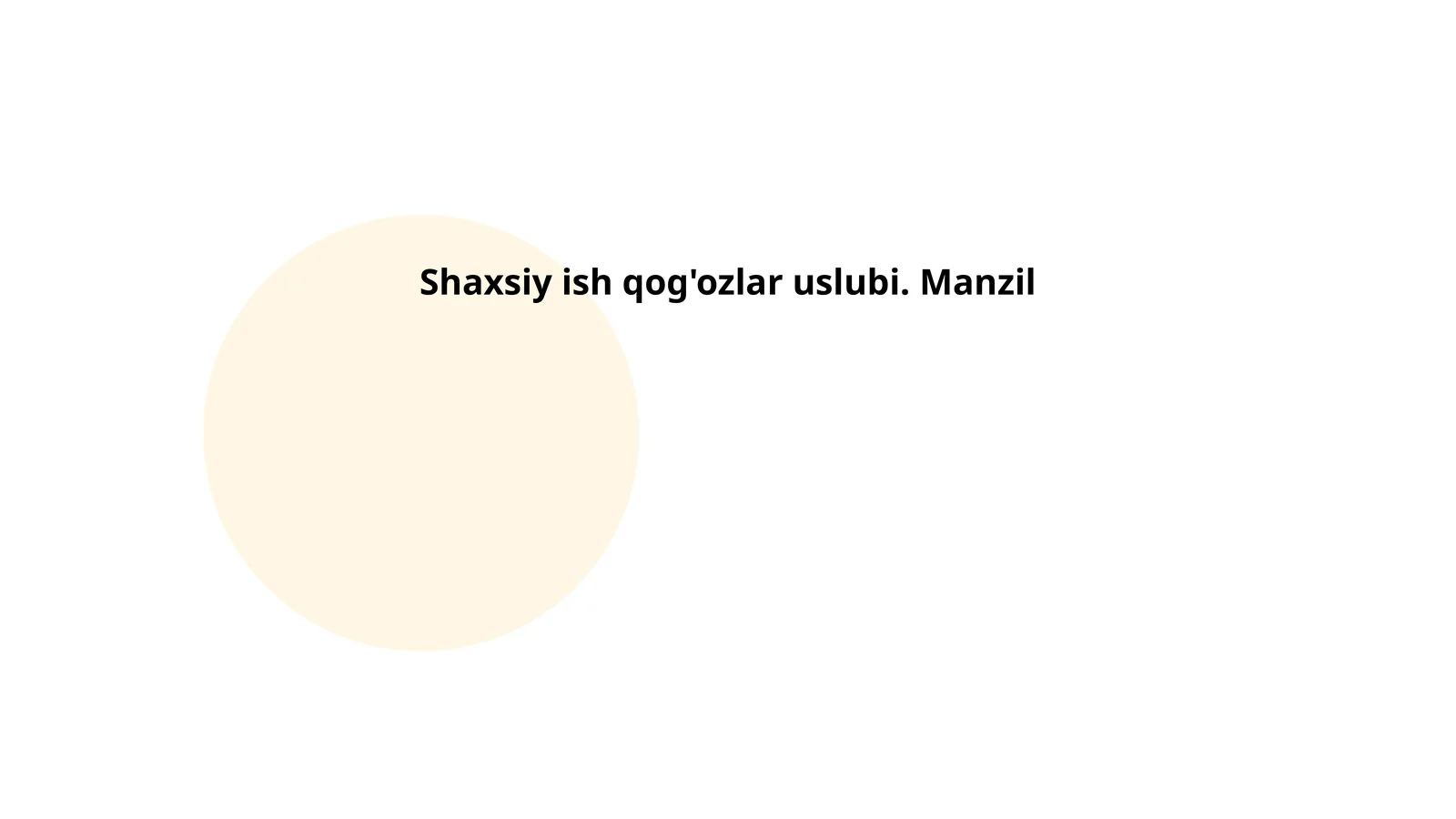 Shaxsiy ish qog'ozlar uslubi. Manzil