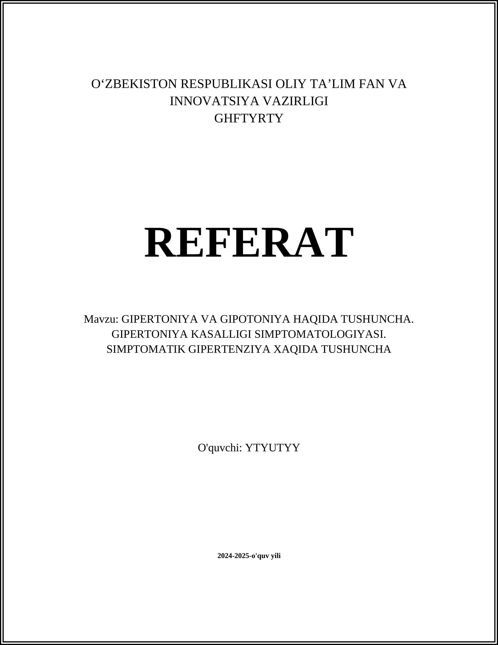 Gipertoniya va Gipotoniya Tushunchasi