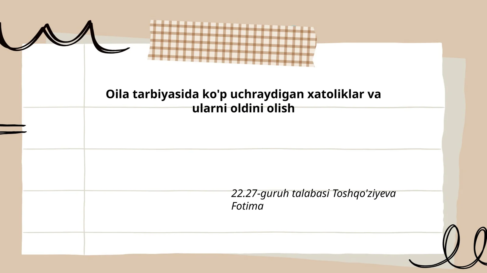 Farzandlarga yetarlicha vaqt ajratmaslik