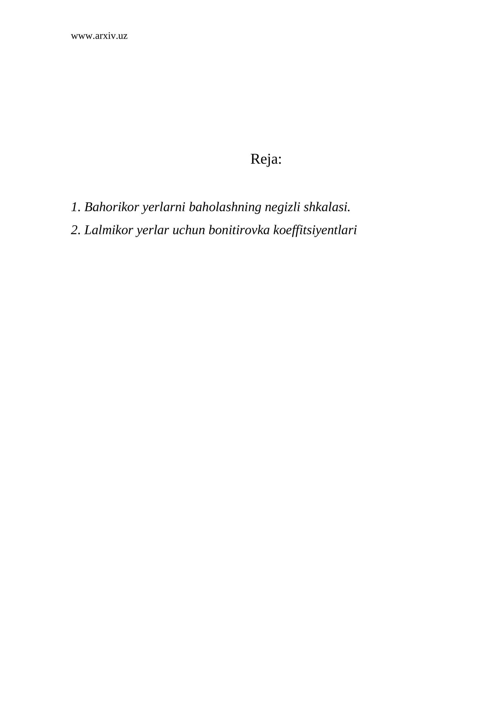 Bahorikor-lalmikor yerlarni baholash