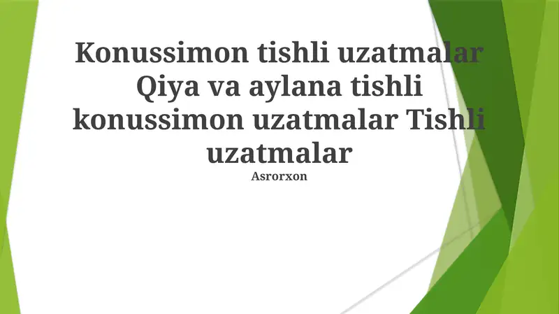 Vinli konusli tishli uzatmalar