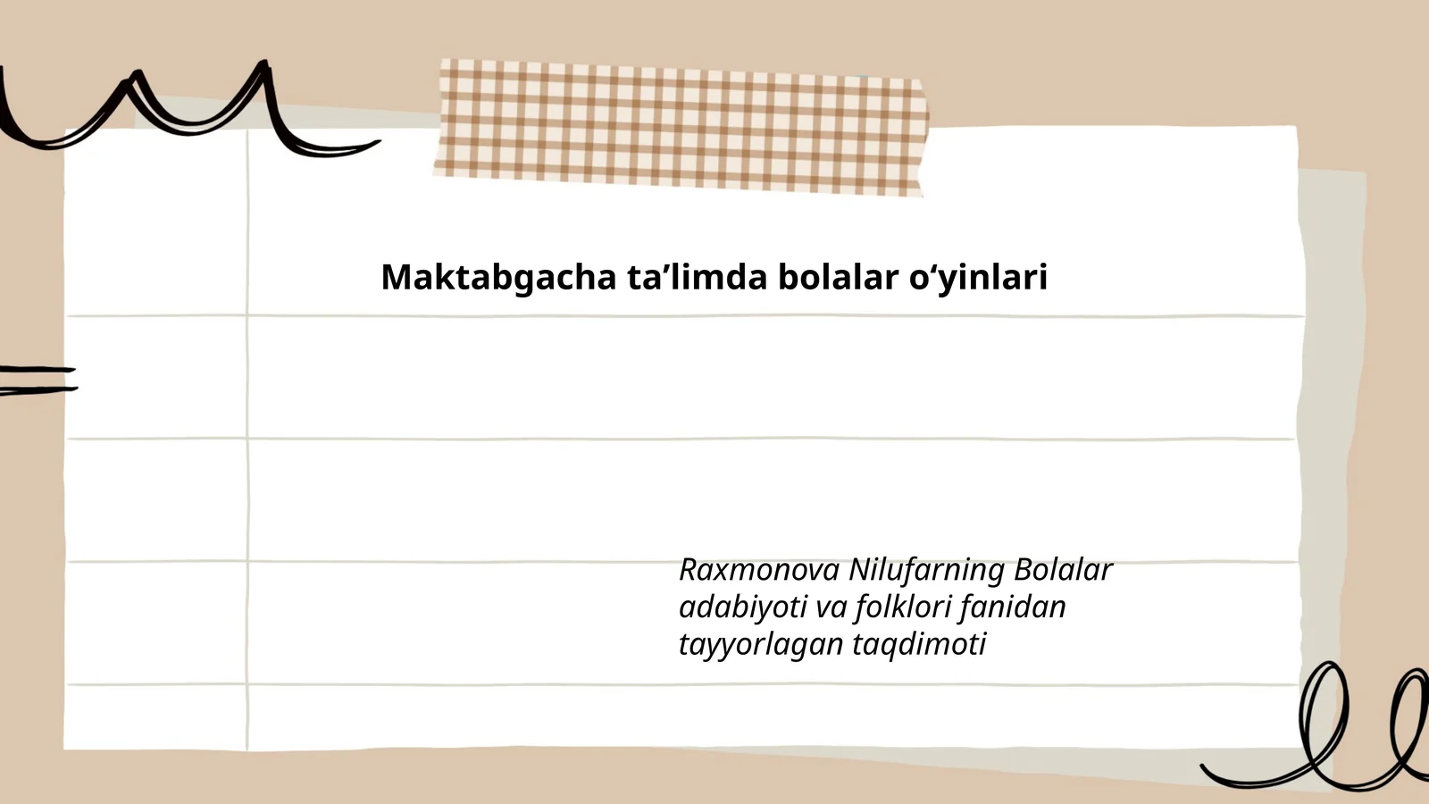 Bolalar adabiyoti va folklori fanidan tayyorlagan taqdimot