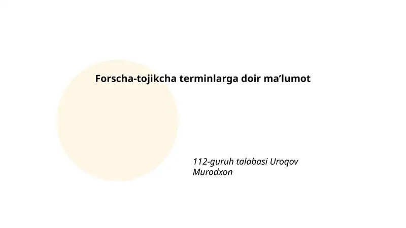 Forscha va tojikcha terminlarga doir ma’lumot