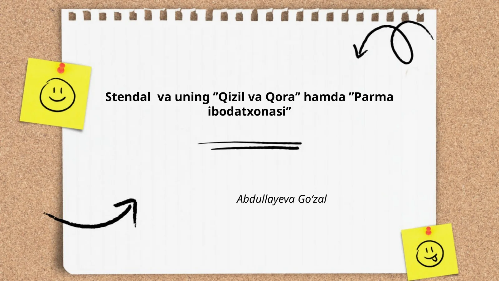 "Stendal va uning ʼʼQizil va Qoraʼʼ hamda ʼʼParma ibodatxonasiʼʼ"