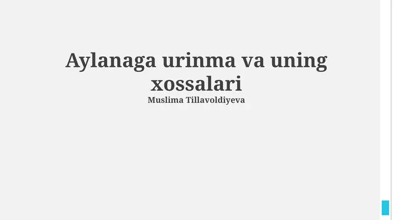 Aylanaga urinma va uning xossalari