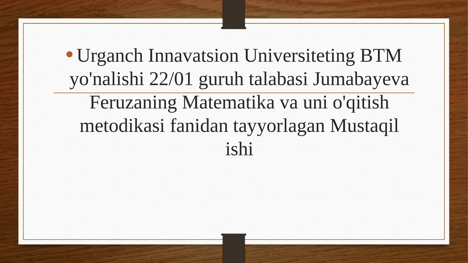 Matematika va unio'qitish metodi