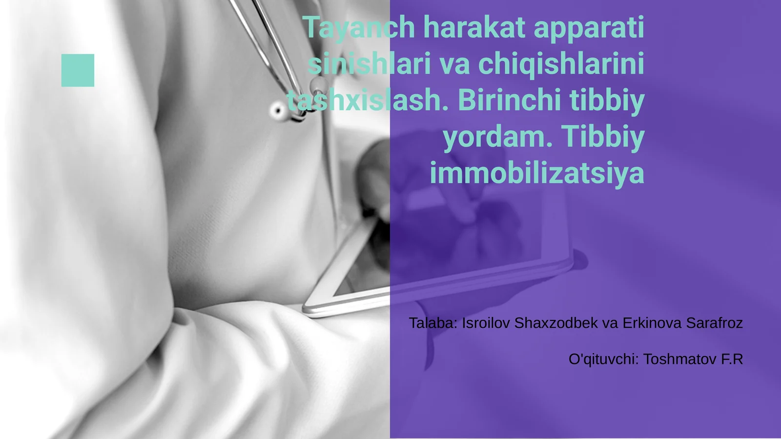 Tayanch harakat apparati sinishlari va chiqishlarini tashxislash