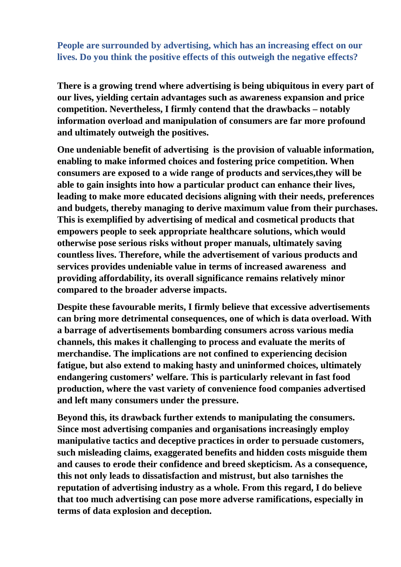 Positive and Negative Effects of Advertising