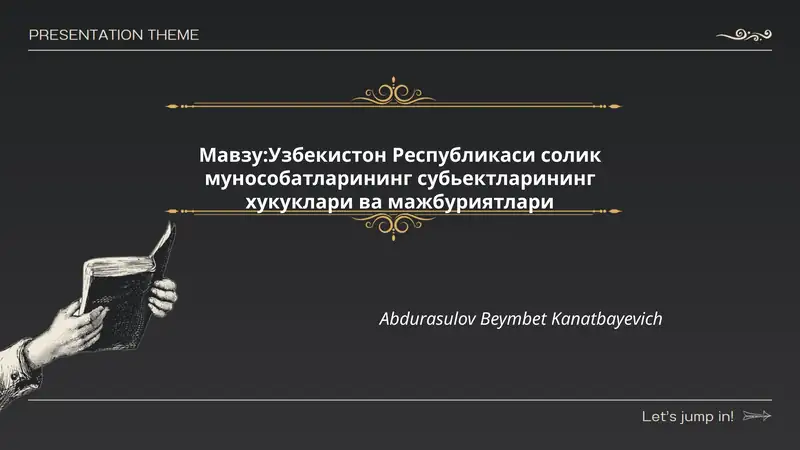 Узбекистон Республикаси солик мунособатларининг субьектларининг хукуклари ва мажбуриятлари