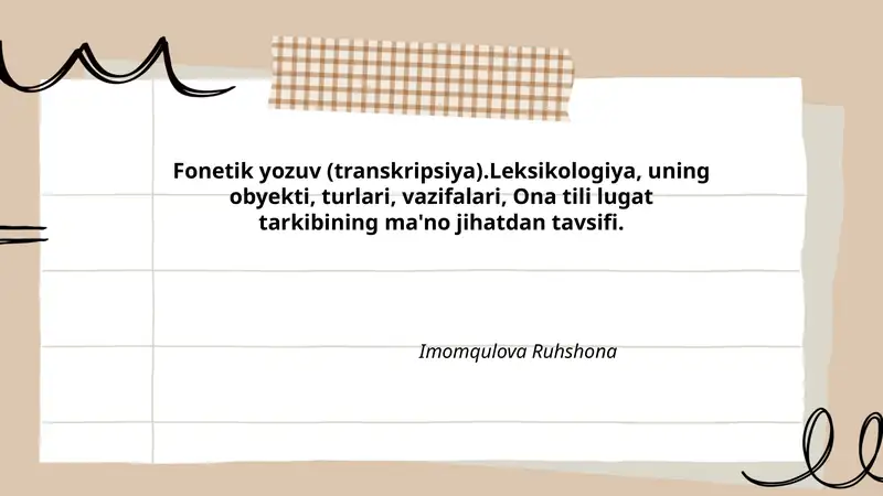 Fonetik yozuv va transkripsiya: ta’rif va vazifalari