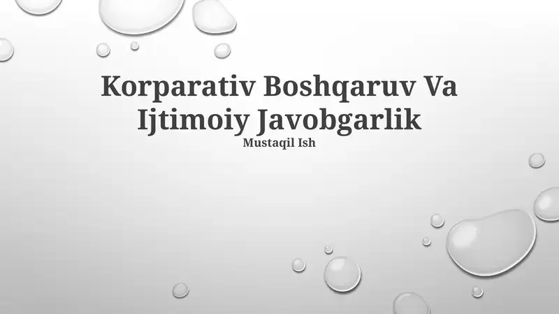 Korparativ Boshqaruv Va Ijtimoiy Javobgarlik