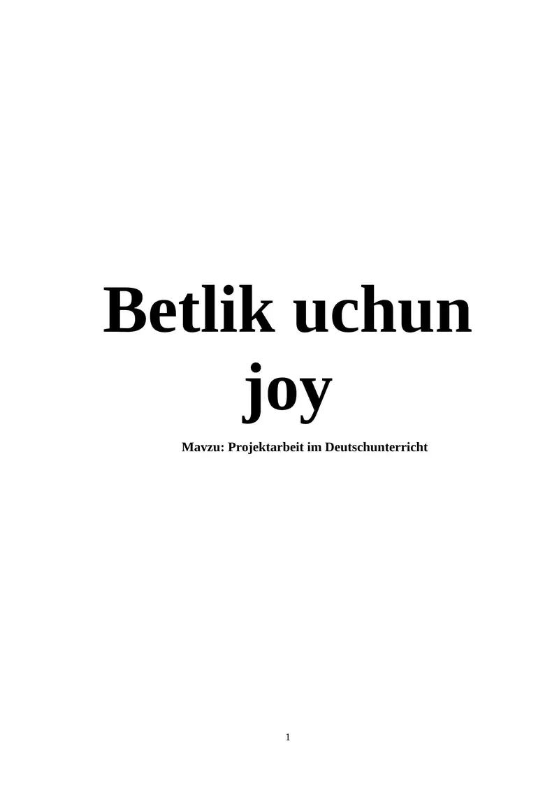 Projektarbeit im Deutschunterricht