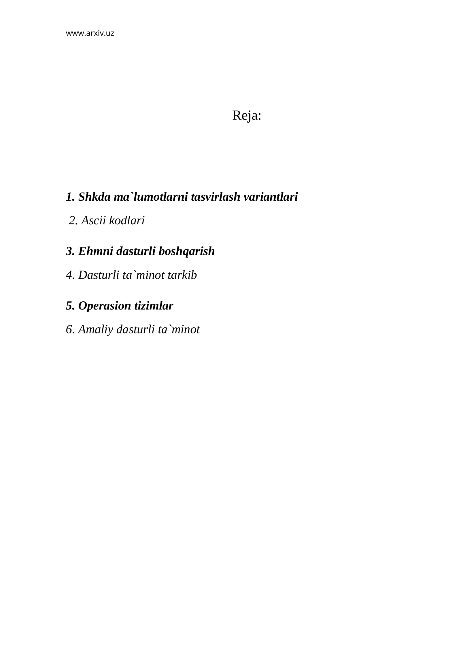 Shkda ma`lumotlarni tasvirlash variantlari