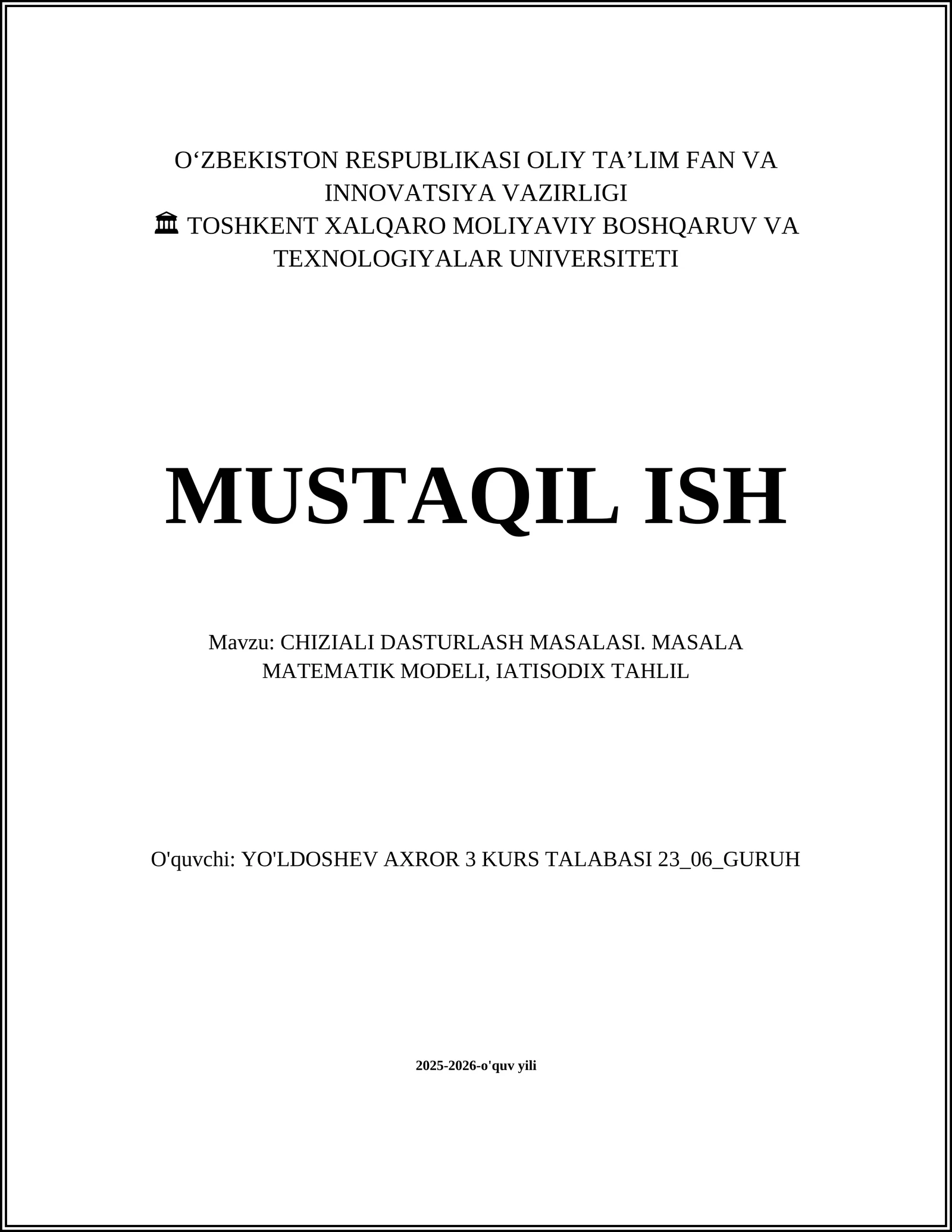 CHIZIALI DASTURLASH MASALASI