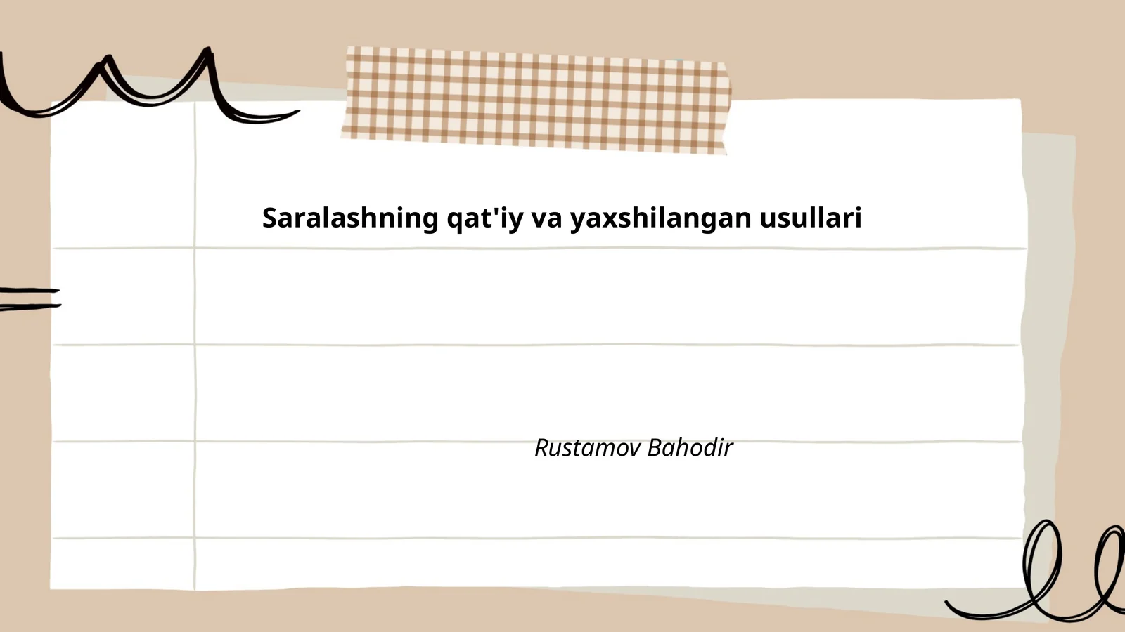 Saralashning qat'iy va yaxshilangan usullari