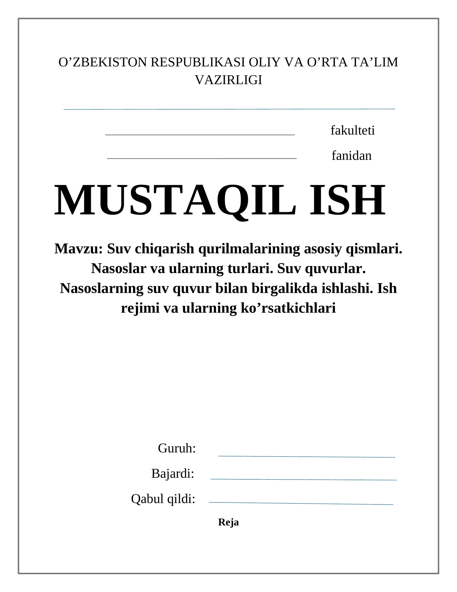 Suv chiqarish qurilmalari