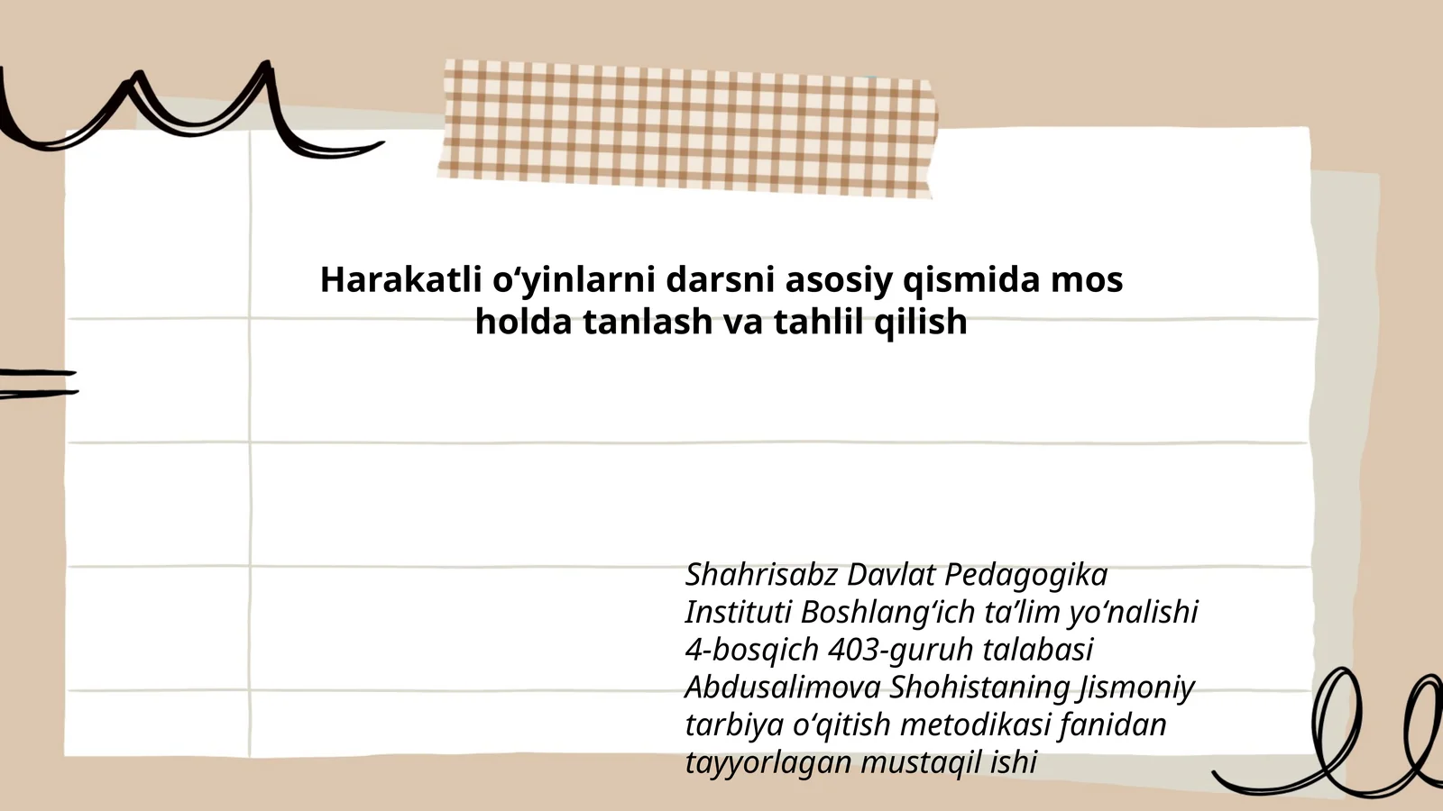 Jismoniy tarbiya oʻqitish metodikasi