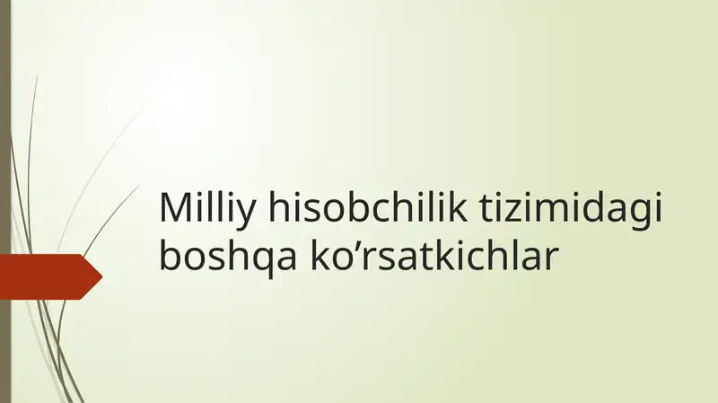 Milliy hisobchilik tizimidagi boshqa ko'rsatkichlar
