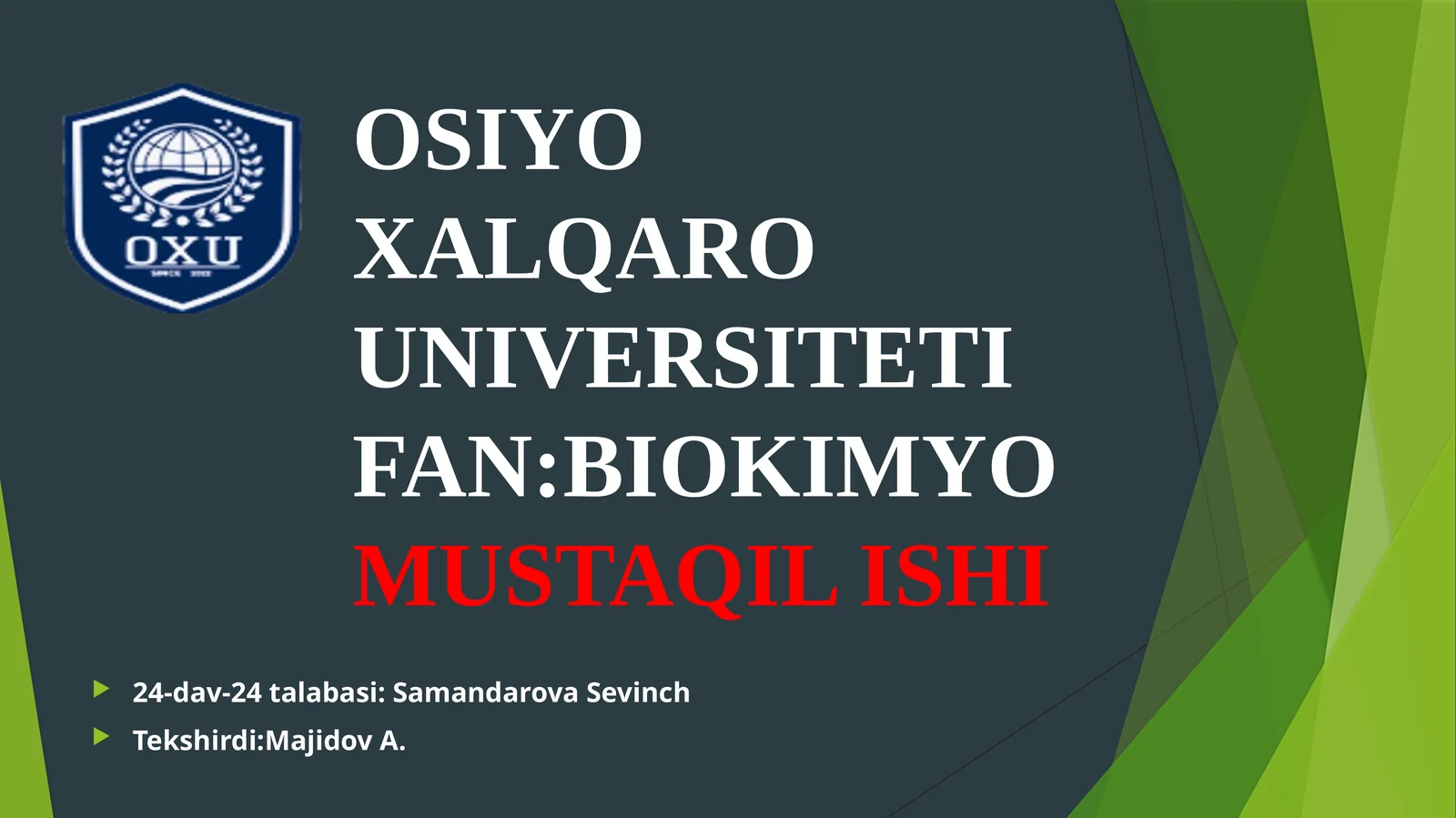 BIOKIMYO MUSTAQIL ISHI