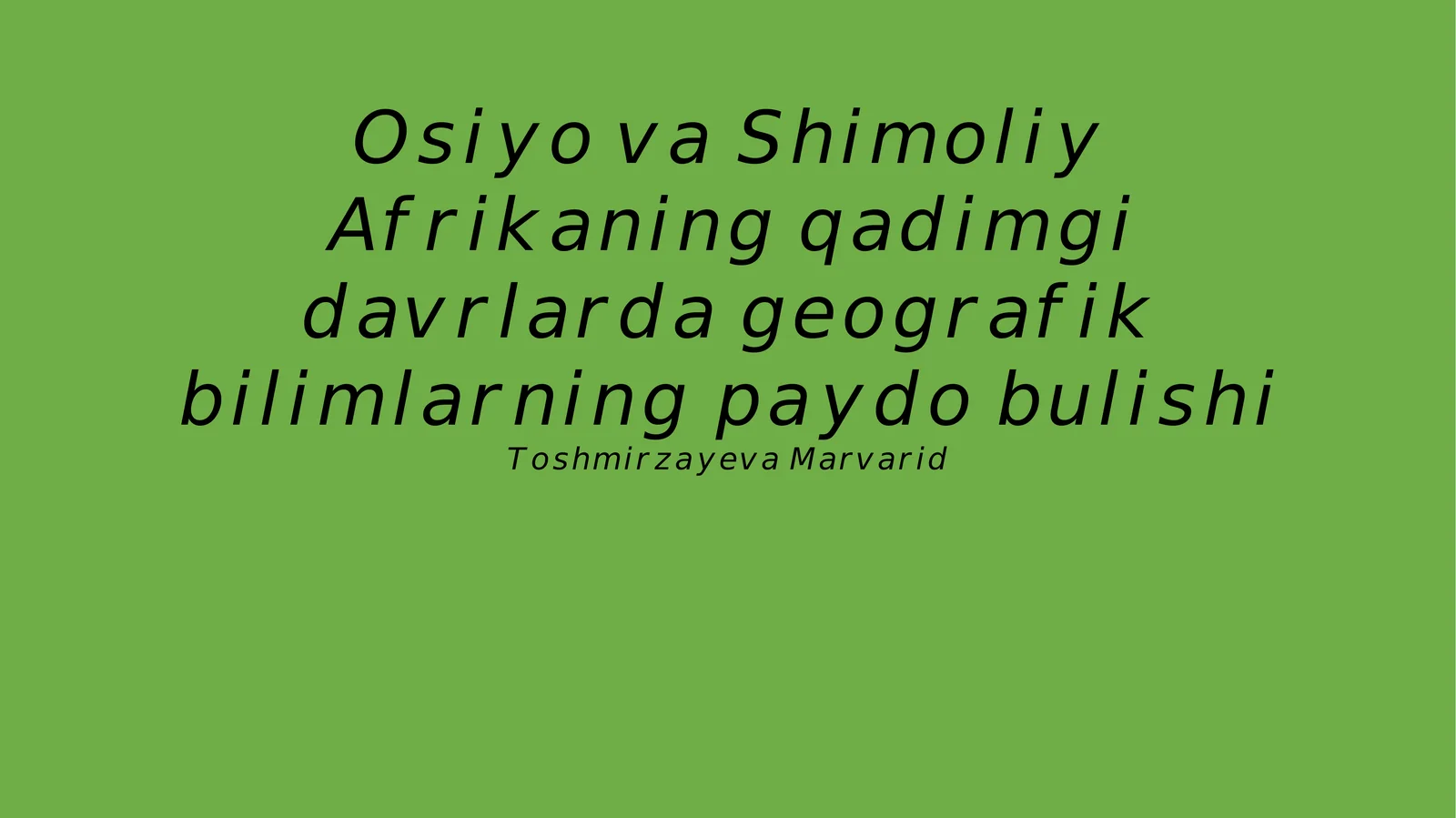 Osiyo va Shimoliy Afrikani haqida darslik