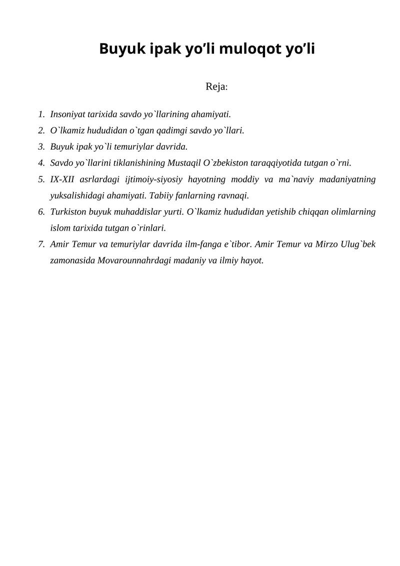 Buyuk ipak yo’li muloqot yo’li