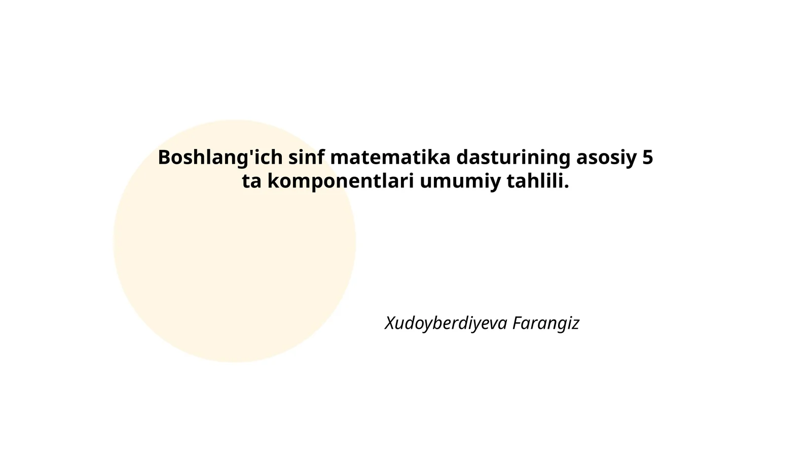 Boshlang'ich sinf matematika dasturi