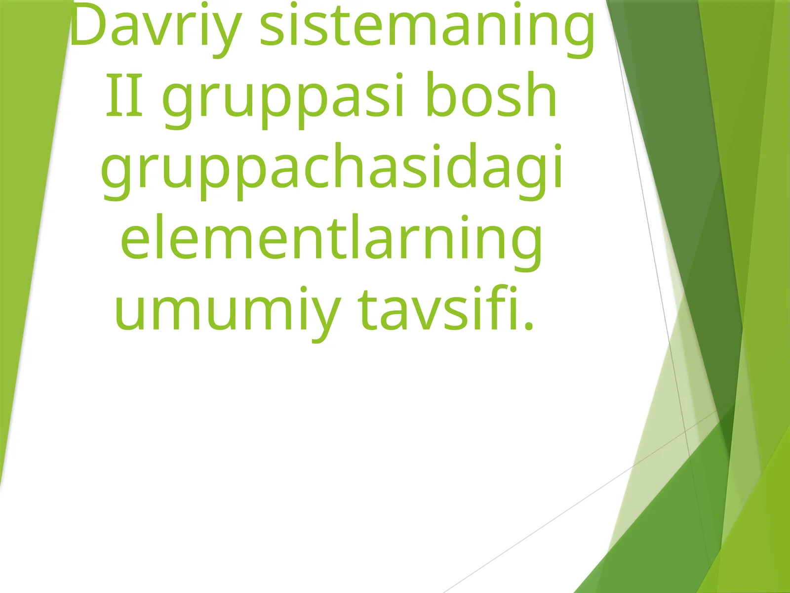 Davriy sistemaning II gruppasi elementlari