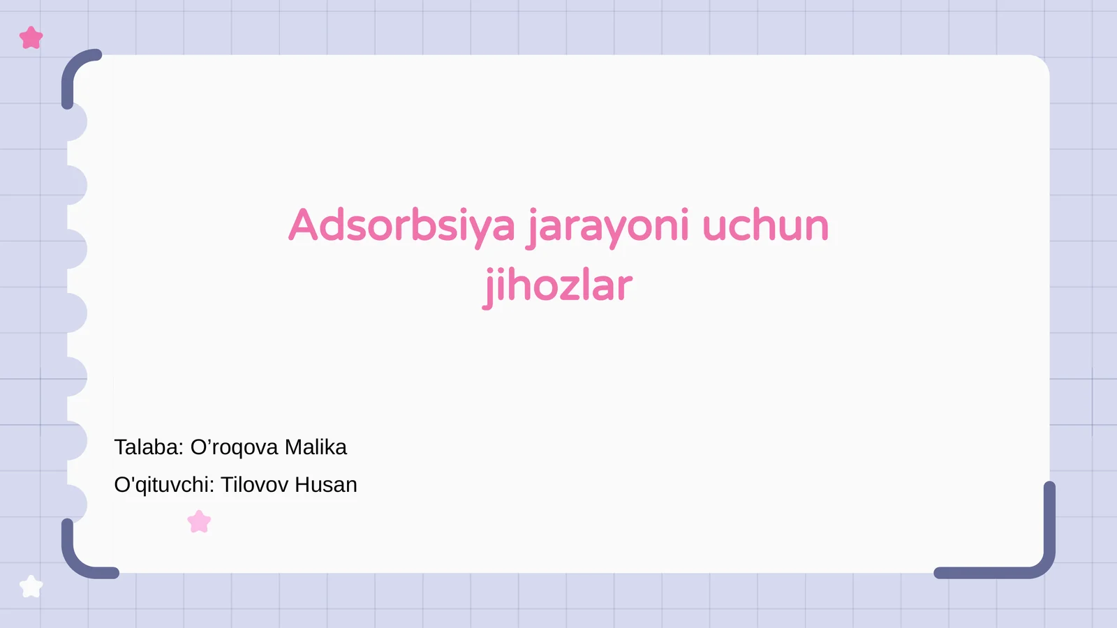 Adsorbsiya jarayoni uchun jihozlar