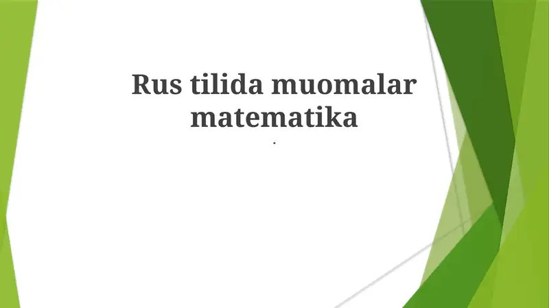 Rus tilida muomalar matematika
