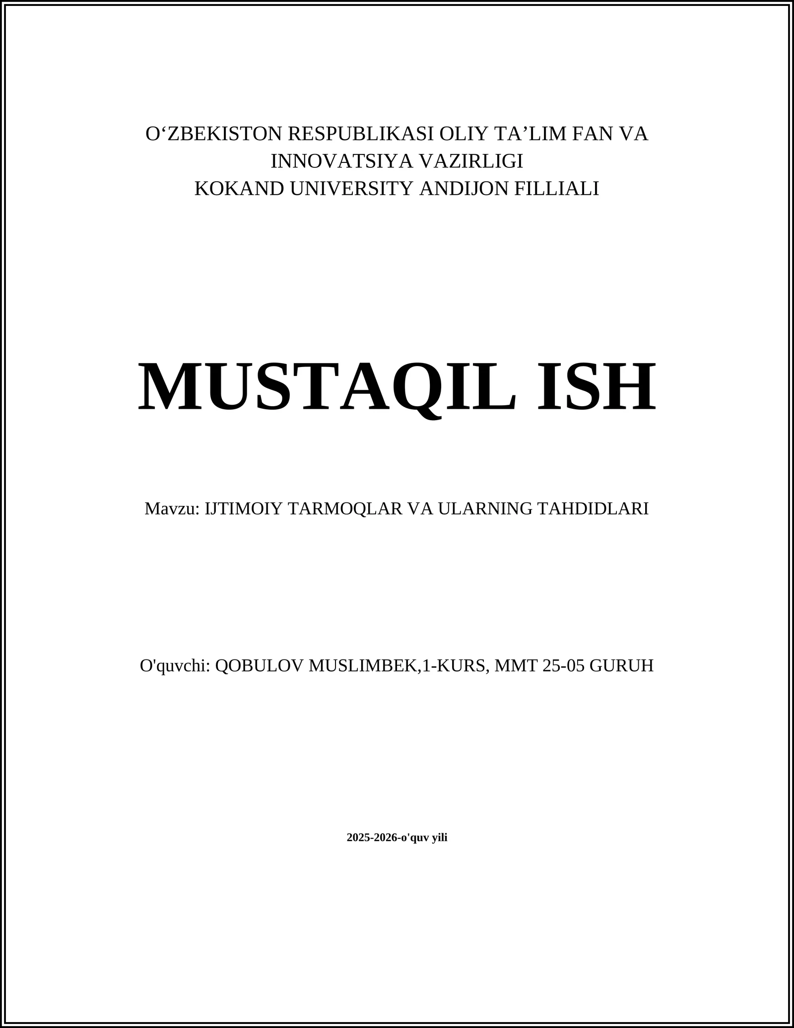 Ijtimoiy tarmoqlar va ularning tahdidlari