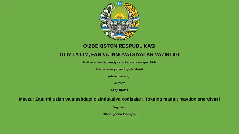 Zanjirni uzish va ulashdagi o'zinduksiya xodisalari