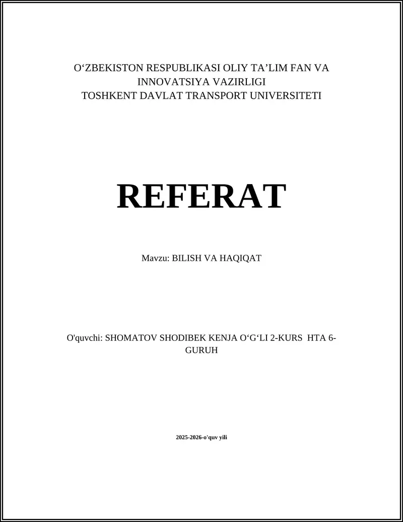 BILISH VA HAQIQAT