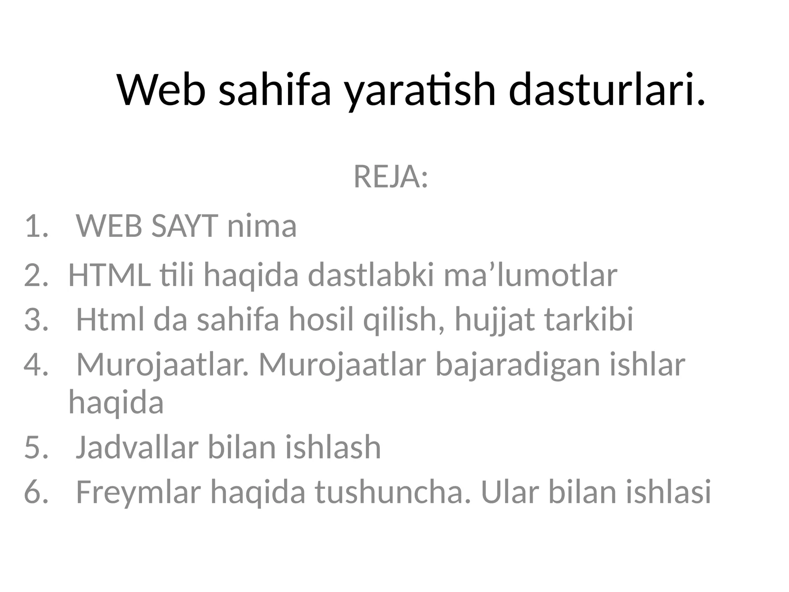 Web sahifa yaratish dasturlari