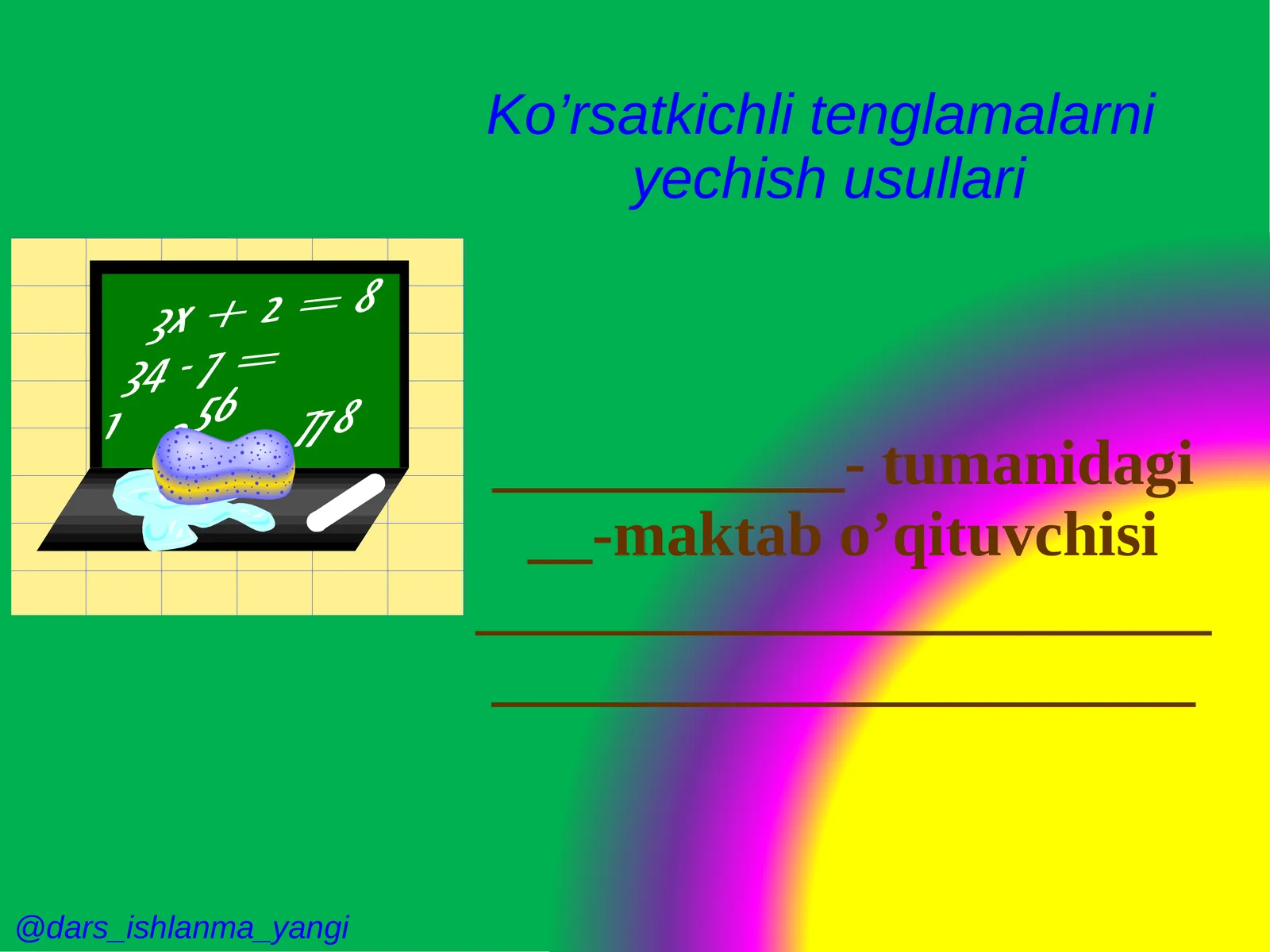 ko’rsatkichlitenglamalarni yechish usullari
