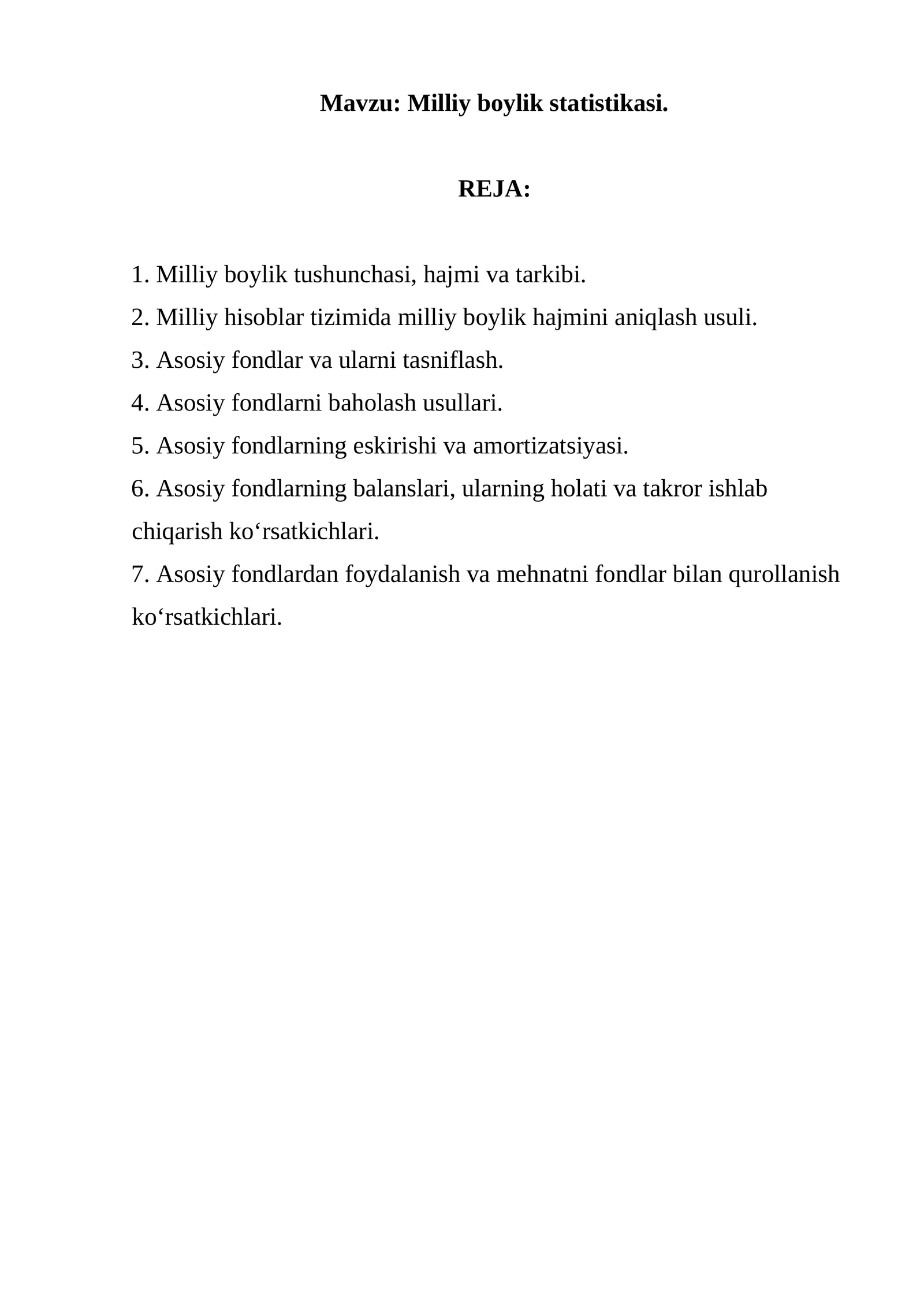 Milliy boylik statistikasi