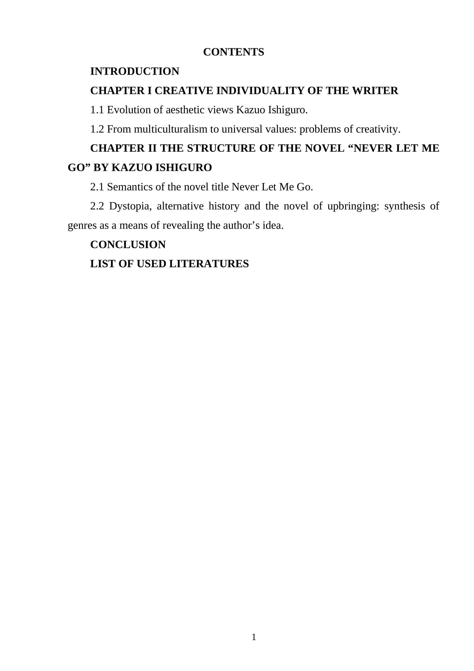 K. Ishiguro's novel "Never let me go"