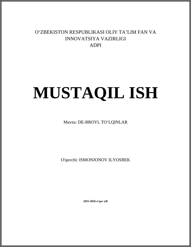 DE-BROYL TOʻLQINLAR