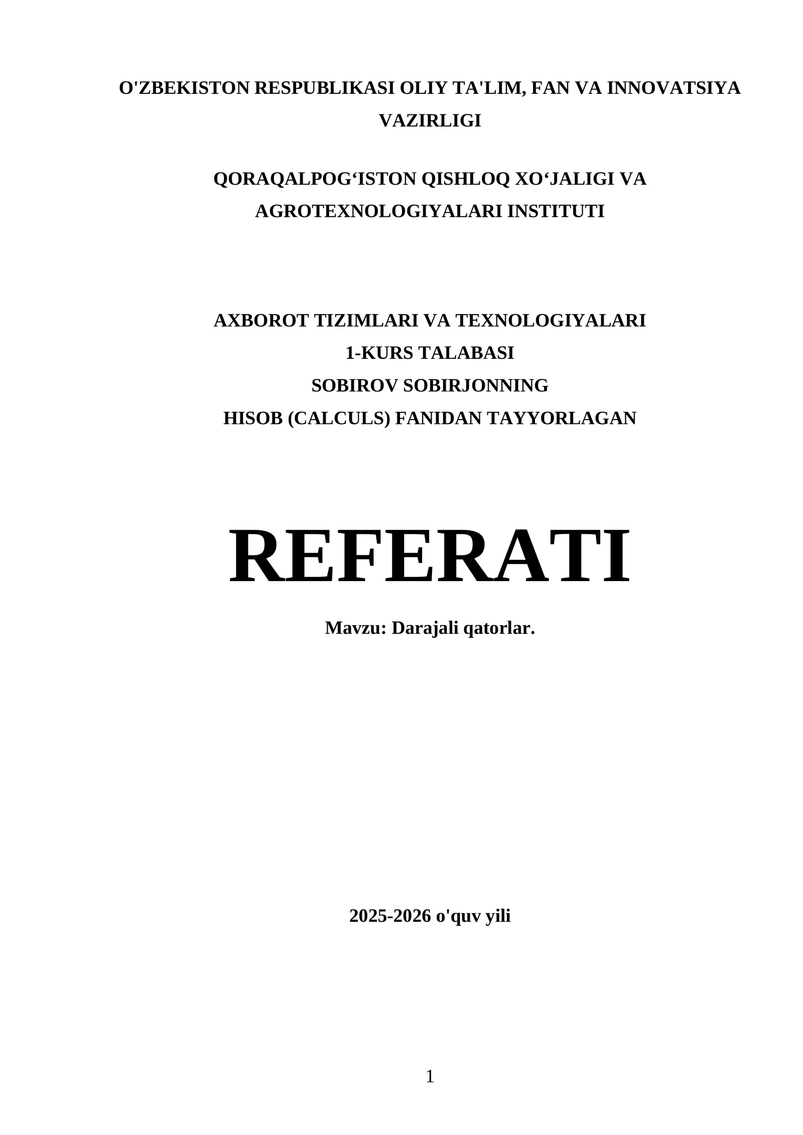 Darajali qatorlar Referati